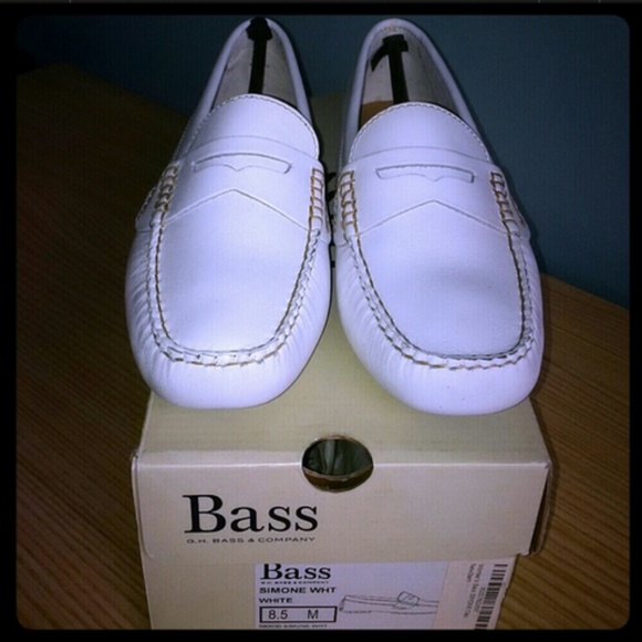 Bass SIMONE Driving Moccasins WHITE 8.5M - Picture 1 of 6
